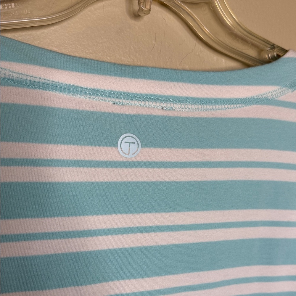 T by Talbots Women's Striped Top - Light Blue and White - Picture 7 of 8